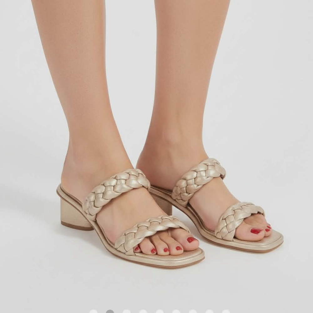 Dolce Vita Ronin Braided Sandals Light Gold Stella Summer Sandal Size 8.5